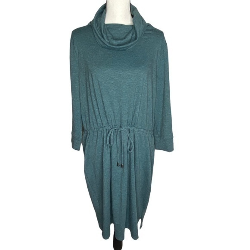 Sonoma Dress Emerald Pool The Soft Touch Dress Cowl Neck Drawstring Midi Size XL